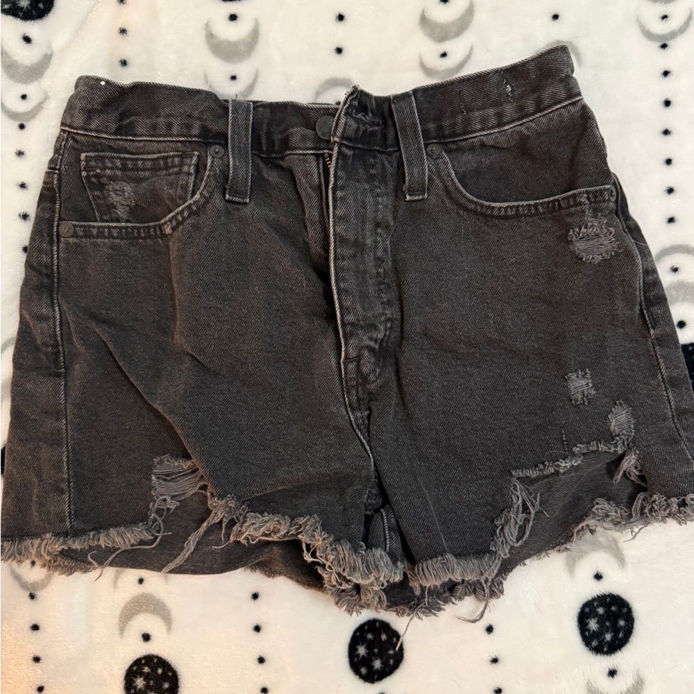 Madewell Charcoal Distressed Jean Shorts